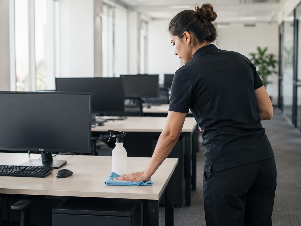 Workstations wiped down, every visit.